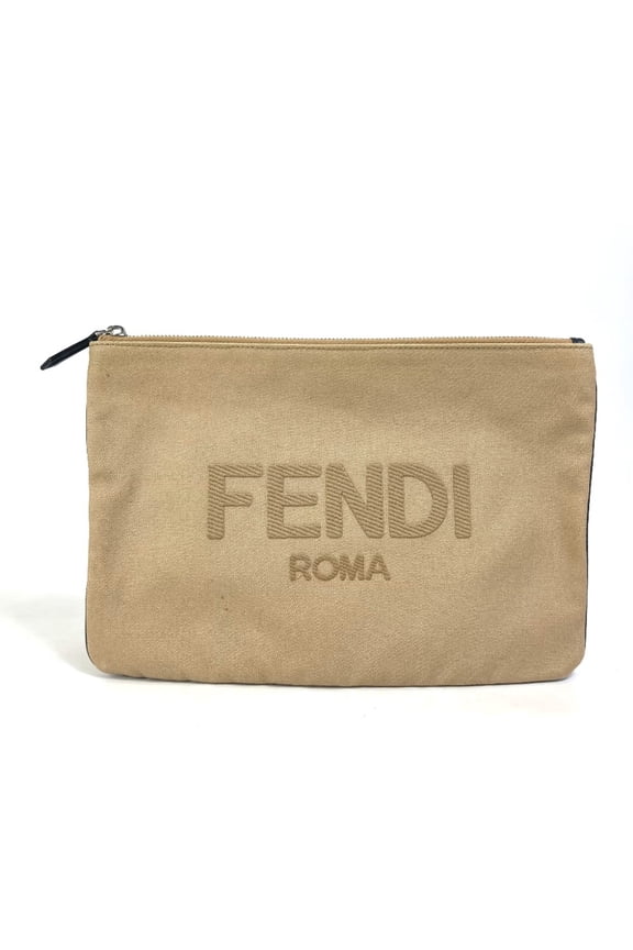 Pre-Owned Fendi Pouch Bag Clutch bag Beige (Good)