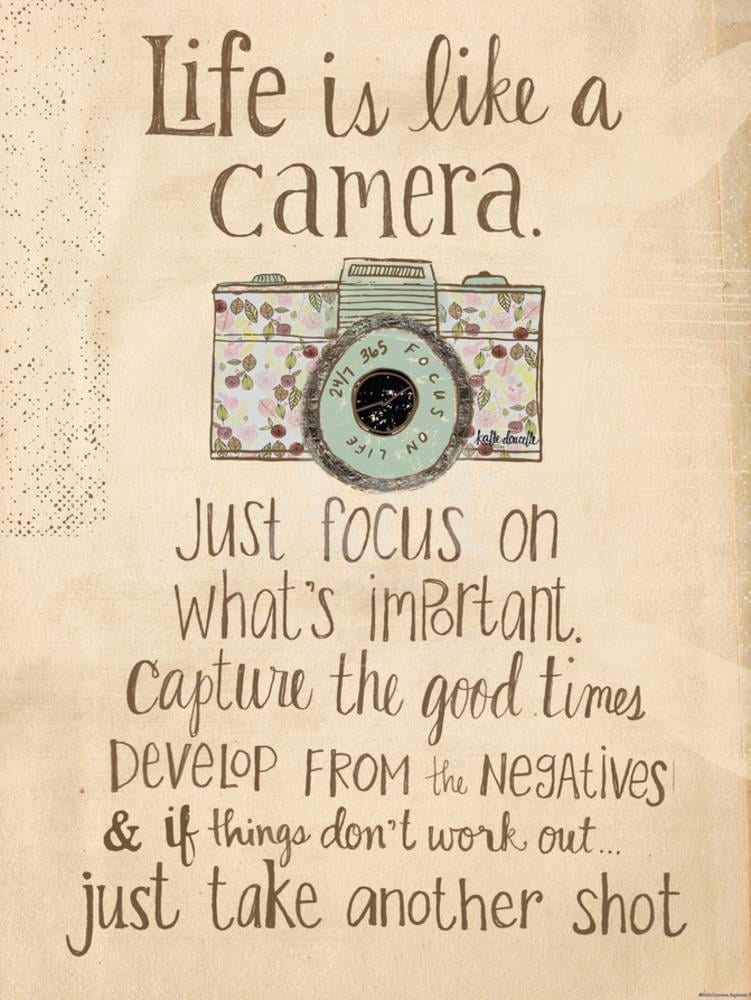 Life Is Like a Camera Inspirational Motivational Art Print Wall Art By Katie Doucette