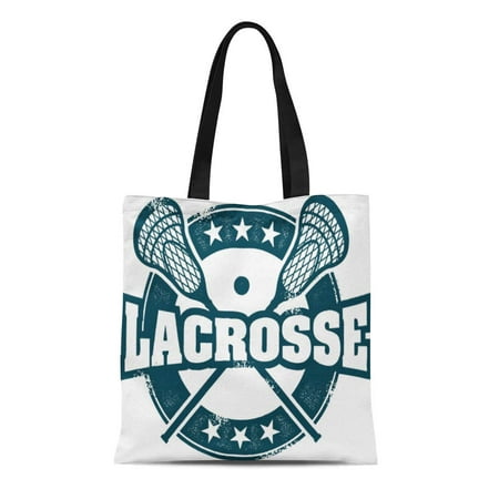 LADDKE Canvas Tote Bag Lax Vintage Lacrosse Sport Stamp Helmet Ncaa Youth College Reusable Shoulder Grocery Shopping Bags