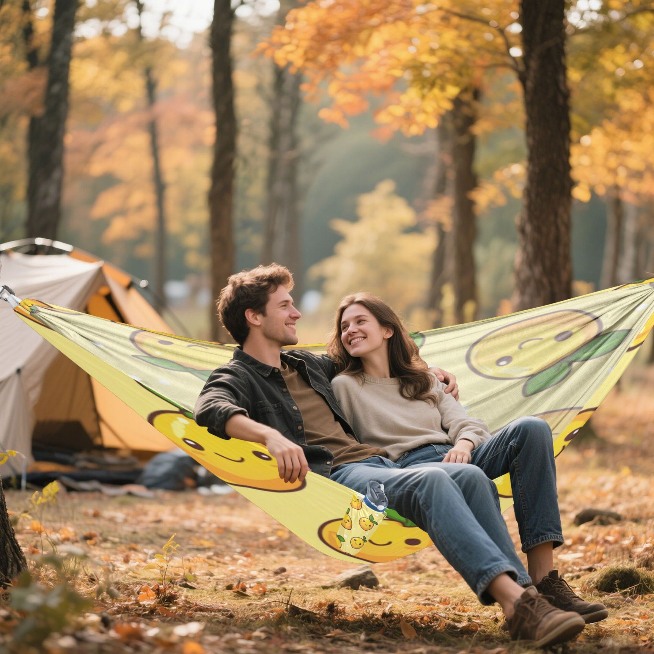 Hammock Camping Hammock Nylon Portable Hammock Travel Camping Hammock Cartoon Smile Lemon