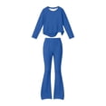 thumbnail image 6 of Zpanxa Girls Fall Outfits Solid Color Long Sleeve Crew Neck Top and Flared Pants Two Piece Set, 6 of 6