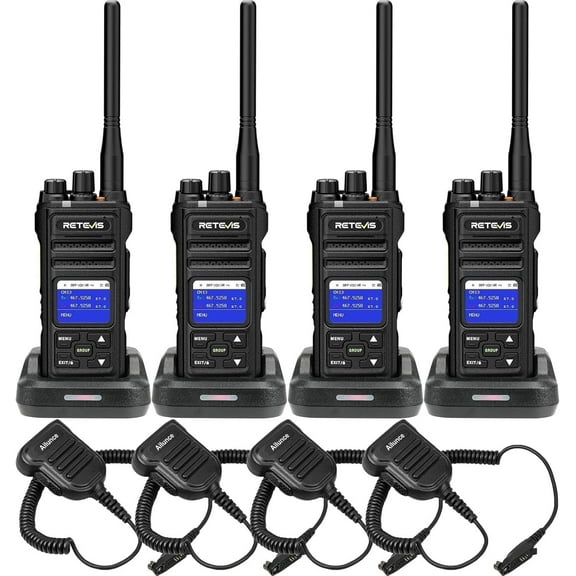 NR30S Walkie Talkies with Shoulder Mic, IP67 Waterproof 2 Way Radio Long Range, High Power Two Way Radio, Group Call, for Security(4 Pack)