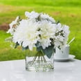thumbnail image 2 of Enova Home Mixed Artificial Silk Dahlias Flowers Arrangement in Clear Glass Vase with Faux Water for Home Office Decoration (Cream), 2 of 4