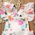 thumbnail image 3 of Gyratedream Baby Girls Flutter Sleeve Romper Bodysuit Summer Floral Outfits Match Headband for 0-24 Months Kids, 3 of 6