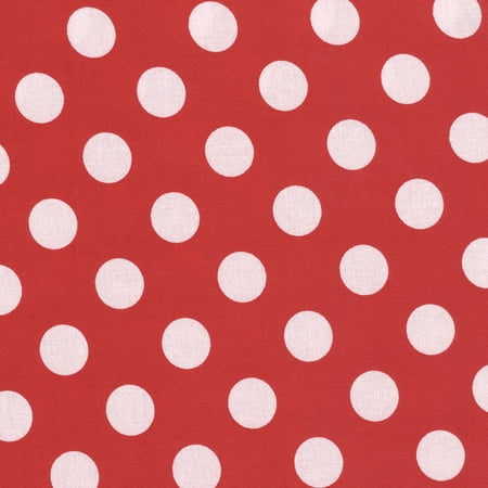 Dot Dotted Cotton Quilt - SHASON TEXTILE (3 Yards cut) 100% COTTON PRINT QUILTING FABRIC, RED / WHITE LARGE DOTS