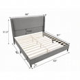 thumbnail image 3 of Queen Size gray velvet platform bed frame no box spring for master bedroom, 3 of 6