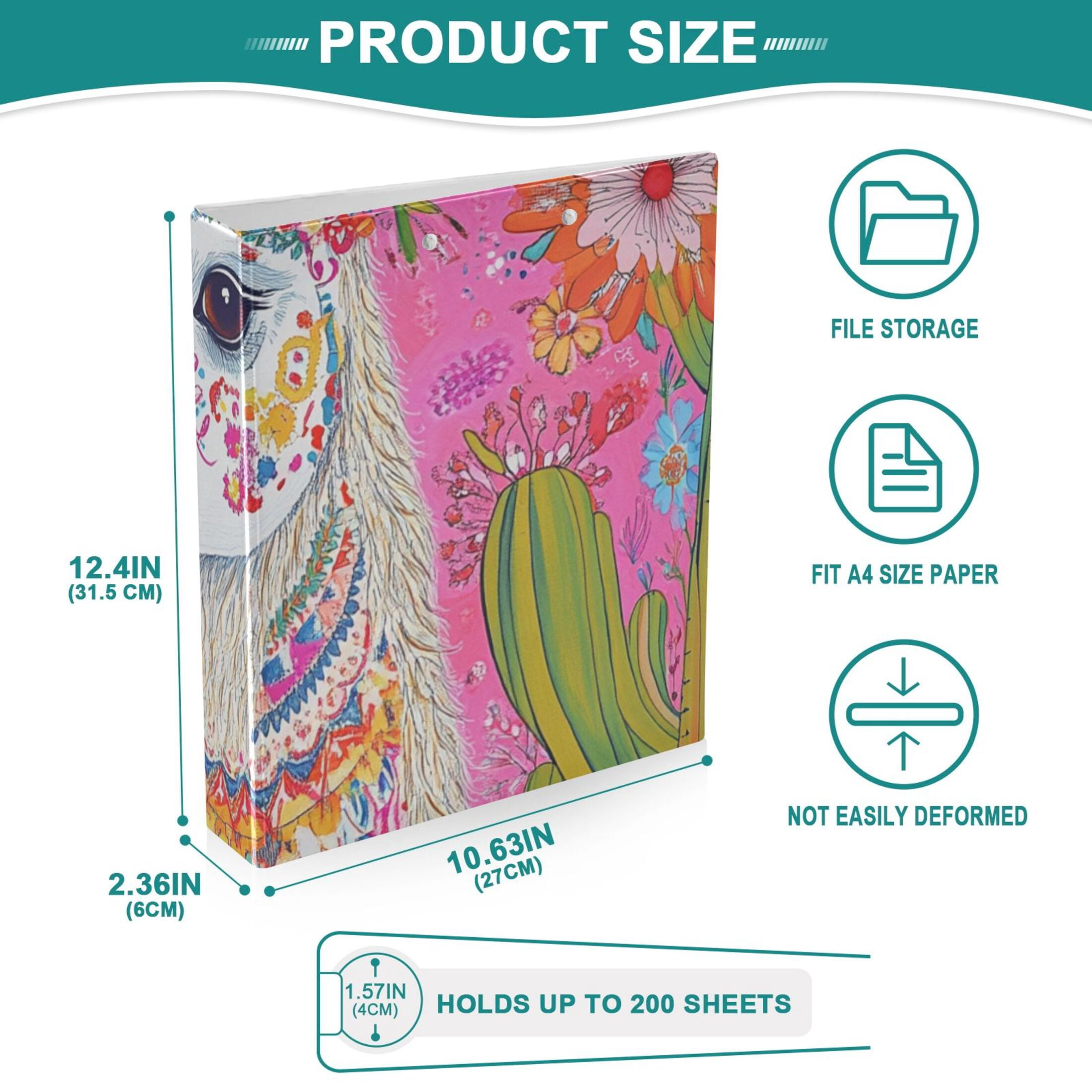 Sheep Face 3 Ring Binders 1.5 inch Hardcover File Folders with Interior Pockets A4 Size Organizer for School Office Hospital
