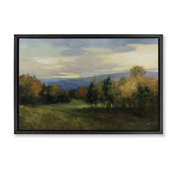 Stupell Industries Traditional October Meadow Countryside Black Floating Frame Canvas Art, 25 x 17, by Julia Purinton