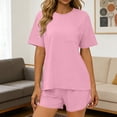 thumbnail image 2 of yillto Womens Shorts Set 2 Piece Outfits Summer Lounge Short Sleeve Tops Matching Sweatsuit Casual Sets, 2 of 6