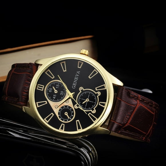 EGNMCR Men's Quartz Watch Leather Analog Alloy Quartz Wrist Watch Watch