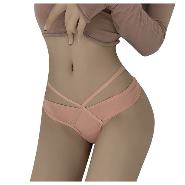Gibobby Ropa interior sexy para mujer Tangas sin costuras para mujer Ropa interior Dama Cintura Tanga Tangas Color sólido(Rosa,M)