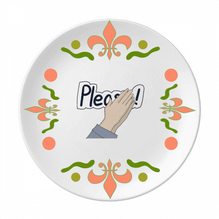 

Benediction Request Please Namaste Hand Flower Ceramics Plate Tableware Dinner Dish