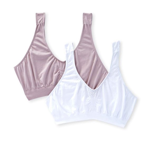 Bali Comfort Revolution Crop Top 2-Pack Microfiber Pullover Seamless Women's DFX1J3