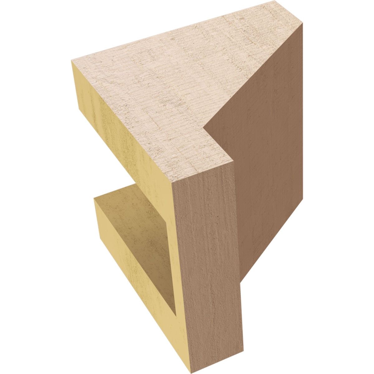 4"W x 4"D x 4"H Wide Clemmons Rough Cedar Woodgrain TimberThane Corbel, Primed Tan