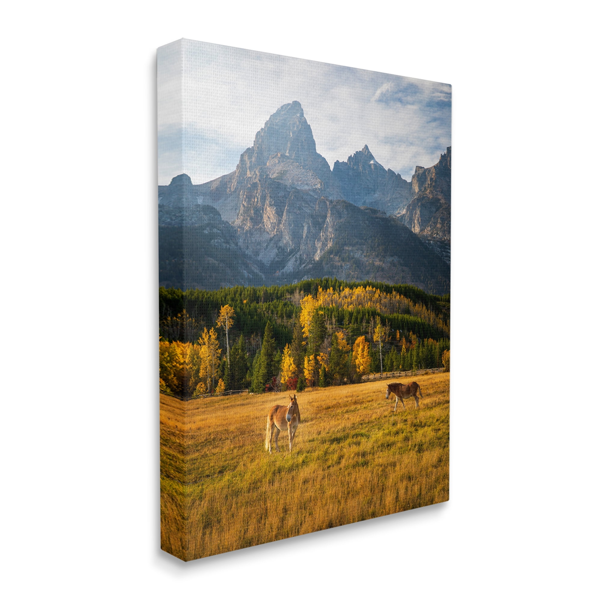 Stupell Industries Horses & Fall Foliage Landscape Photography Gallery Wrapped Canvas Art Print Wall Art, 16 x 20