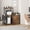 Brown, variant on Smart Wooden Printer Stand with Built-in Power Strip and LED Lights, Featuring a 2-Drawer File Cabinet and Open Shelf for A4/Letter Size Home Office Organization,Wood