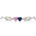 thumbnail image 2 of Gem Stone King 925 Silver and 10K Yellow Gold Bracelet for Women Pink Moissanite Created Sapphire (1.02 Cttw) and Lab Grown Diamond, 2 of 3