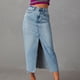 thumbnail image 4 of Falda vaquera de mujer: cintura media-alta, bolsillos, midi elástica y ajustada, informal/para fiesta, tallas S-XXL, 4 of 8