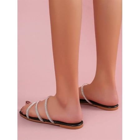 

Women s Open Toe Flat Slide Sandals Casual Summer Fashion Walking Slippers Shoes Black EUR39(8)