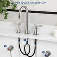 thumbnail image 3 of TVOFEK 8 inch Widespread Bathroom Sink Faucet 3 Hole with Pop up Drain and cUPC Hose, 2 Handle Brushed Nickel Vanity Faucet with 360° Spout for Restroom, RV, Bar, 3 of 12