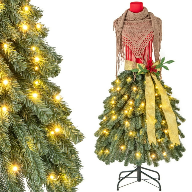 5 FT Pre-lit Mannequin Christmas Tree Dress Form - Lush Green PVC, 248  Tips, 100 Warm White LEDs, Red Berries, Easy Assembly for Home & Office  Holiday Decor - Walmart.com