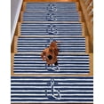 thumbnail image 2 of Stair Treads for Wooden Steps, Navy Blue Anchor Nautical Peel and Stick Stair Treads with Adhesive, Navy Blue Striped Farmhouse Non Slip Indoor Stairs Runner Rugs Mats for Elders Dogs 8"x30"15PCS, 2 of 7
