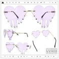 thumbnail image 2 of Rhinestone Studded Rimless Melting Heart Valentine Hippie Sunglasses Gold - Purple, 2 of 8