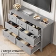 thumbnail image 4 of Grey 7 Drawer Dresser for Bedroom, 54" Wide Large Dresser with Deep Drawers & Metal Knobs, Modern Wooden Chests of Drawers for Entryway, Hallway, 4 of 7