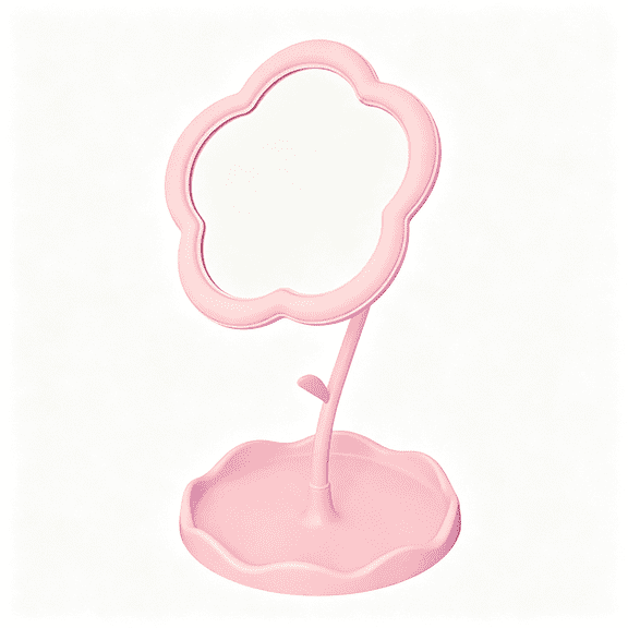 ACDANC Flower-Shaped Makeup Mirror for Desk, Small Pink Office Desk Mirror for Cubicle, Cute Vanity Mirror with Stand for Bedroom, Dorm, Desk Decor and Quick Touch-Ups