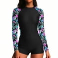 thumbnail image 6 of Nmnitkp UPF 50+ Modest Long Sleeve Swimsuits for Women Floral Zipper High Neck Bathing Suit Rash Guard Surfing One Piece Swimwear, 6 of 7