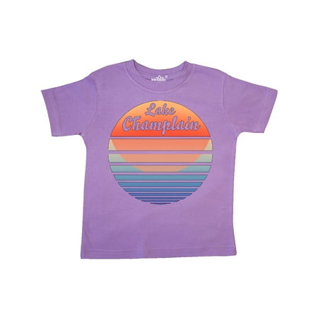 

Inktastic Lake Champlain Retro Sunset Gift Toddler Boy or Toddler Girl T-Shirt