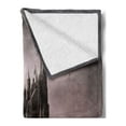 thumbnail image 2 of Fantasy Soft Flannel Fleece Throw Blanket, Abandoned Castle on a Mountain Top Surrounded with Stormy Clouds, Cozy Plush for Indoor and Outdoor Use, 50" x 70", Grey Brown Pale Coral, by Ambesonne, 2 of 5