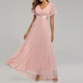thumbnail image 3 of JBXKXYW Dresses for Women 2024 Women Strapless Chiffon Prom Dress A Line Ruffle Bridesmaid Dresses formal Evening Gown Wedding Dresses Womens Dresses (Pink,L), 3 of 5