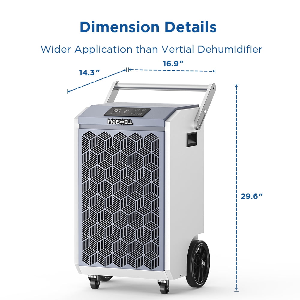 Moiswell 200 Pints Commercial Dehumidifier with Pump Heavy-Duty Moisture Control for Basement Warehouse, Industry Water Damage Unit, Auto Defrost