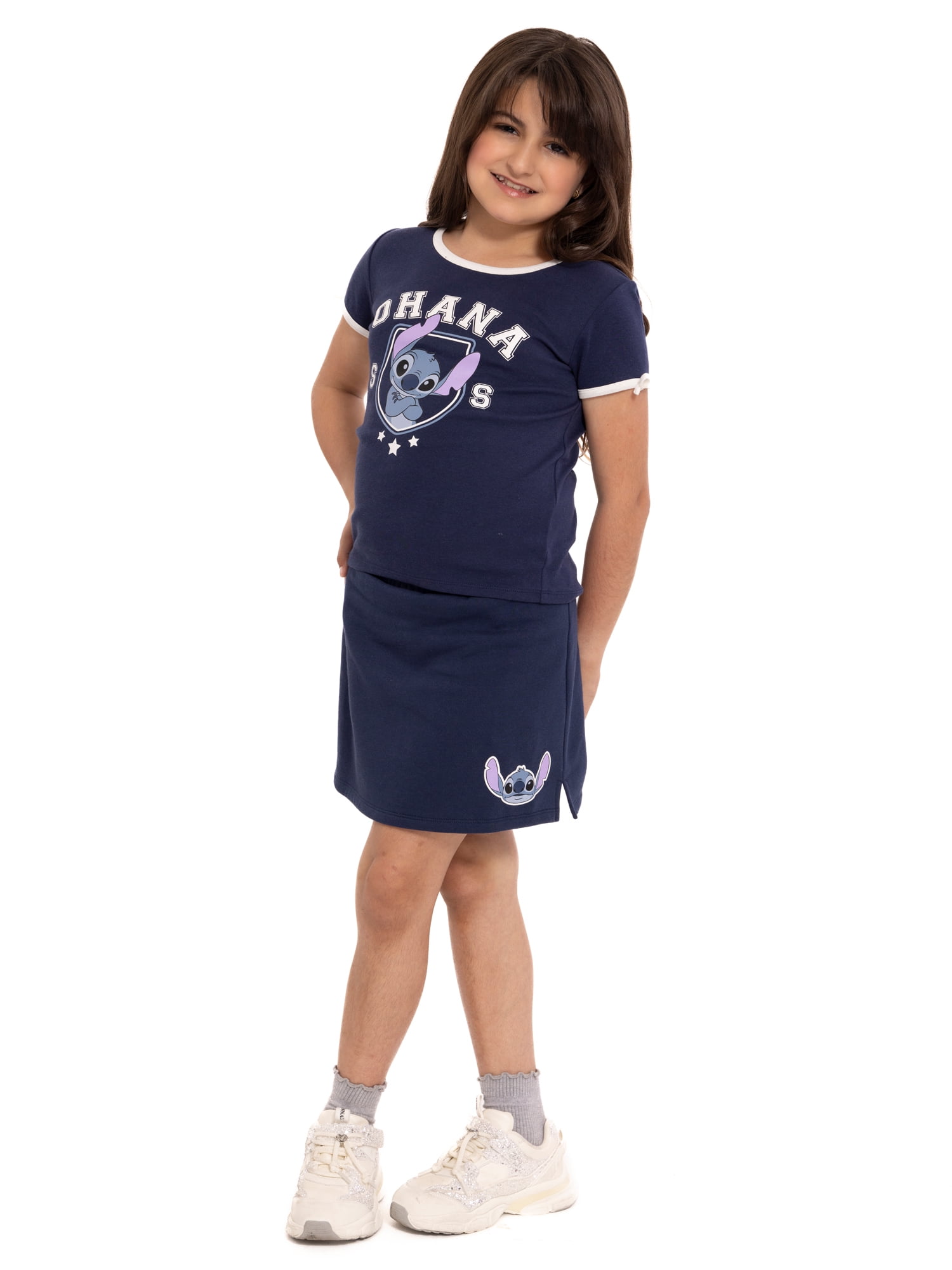Lilo & Stitch Girls Short Sleeve Bow Detail Graphic T-Shirt, Sizes 4-16