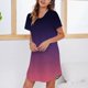 thumbnail image 3 of Gibobby Pijamas Mujer Verano Sexy Pijamas Camisón de manga corta con estampado degradado para mujer, camisón con cuello redondo, cómodo vestido de camisón(Morado,M), 3 of 5