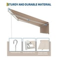 thumbnail image 3 of Pinypikaka 10'x8' Manual Retractable Awning, Waterproof Sun Shade Patio Awning, Heavy Duty Aluminum Frame, 280g Polyester Fabric, Adjustable Roll Out Awning for House, for Deck, Porch, 3 of 7