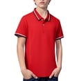 thumbnail image 4 of KAUOD Boys School 𝗨niform Polo Shirts Short Sleeve Striped Lapel Collar Tops Summer Preppy Trendy Casual Pullover Shirt, 4 of 9