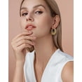 thumbnail image 2 of SNGIA 18K Gold Plated Chunky Twisted Open Hoop Earrings for Women with Sapphire Accent, 2 of 5