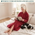 thumbnail image 4 of PAVILIA Womens Zip Up Robe, Sherpa Fleece Housecoat with Pockets, Fuzzy Warm Zipper House Coat for Women Elderly, Plush Soft Long Bathrobe Loungewear, Wine Red (Small/Medium), 4 of 9