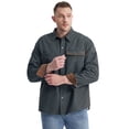 thumbnail image 5 of Mr.Stream Men's Washed Cotton Two Pockets Long Sleeve Work Snap Solid Heavyweight Twill Shirts 3261 Gray XL, 5 of 7