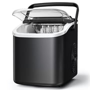 Goosiay Countertop Ice Maker, 26lbs Portable Small Ice Makers with Handle, 8 Cubes in 6 Mins, 2 Size of Bullet Ice, Self-Cleaning Mini Ice Machine for Home, Kitchen, RV, Camping, Black