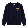 thumbnail image 2 of CYRBOKO Girl's Cardigans, Soft Knit Cotton Long Sleeve Winter Tops Dark Blue Size 6-8 T, 2 of 8