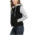 thumbnail image 6 of Fayshow0 Women'S Stretch Denim Jacket Plus Size Clearance Women Casual Jacket Cardigan Long Sleeve Hood Pocket Patchwork Coat Drawstring Top,Black M, 6 of 9
