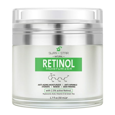 SWAN ☆ STAR Retinol Moisturizer Anti Aging Cream - Anti Wrinkle Lotion - Face & Neck - Helps Reduce Appearance of Wrinkles, Crows Feet, Circles & Fine Lines - With Vitamin C Hyaluronic Acid (Best Lotion For Chest Wrinkles)