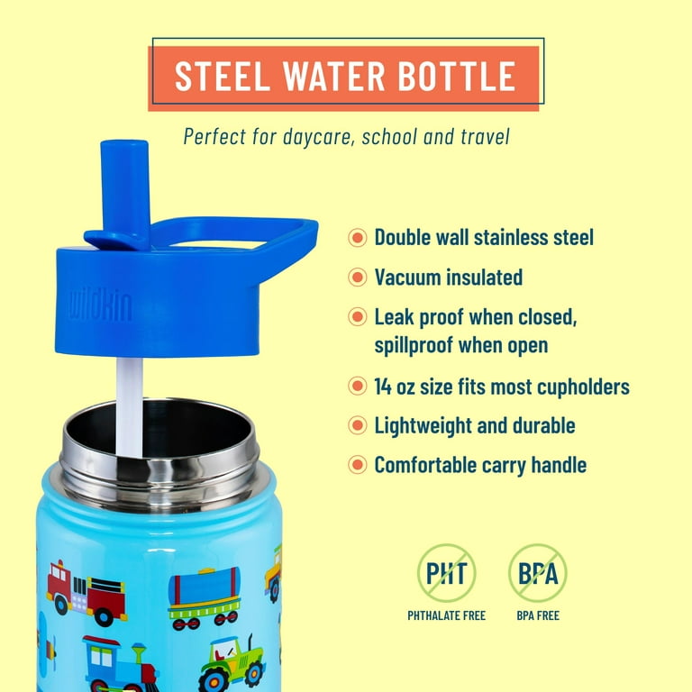 Best Deal for Wildkin Kids Stainless Steel 14 Ounce Water Bottle for Boys