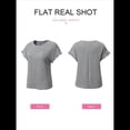 thumbnail image 4 of Blusas de Verano para Mujer, Camisetas de Cuello Redondo y Corta, Camisas de Trabajo Informales con Textura, Blusas Holgadas Gris M, 4 of 7