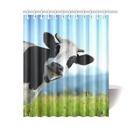 Black White Cow Pattern 72"/79"/60"Waterproof Fabric Shower Curtain Liner & Hook 