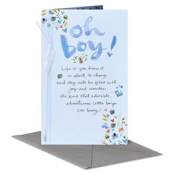American Greetings Baby Shower Card for Boy (Tiny Hearts)