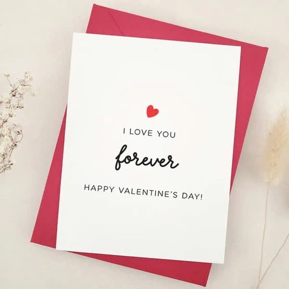 I Love You Forever Valentine’s Day Card – Cute Heart Design with Red Envelope – Blank Inside for Personal Messages – Ideal for Sweethearts, Spouses, or Romantic Gifts